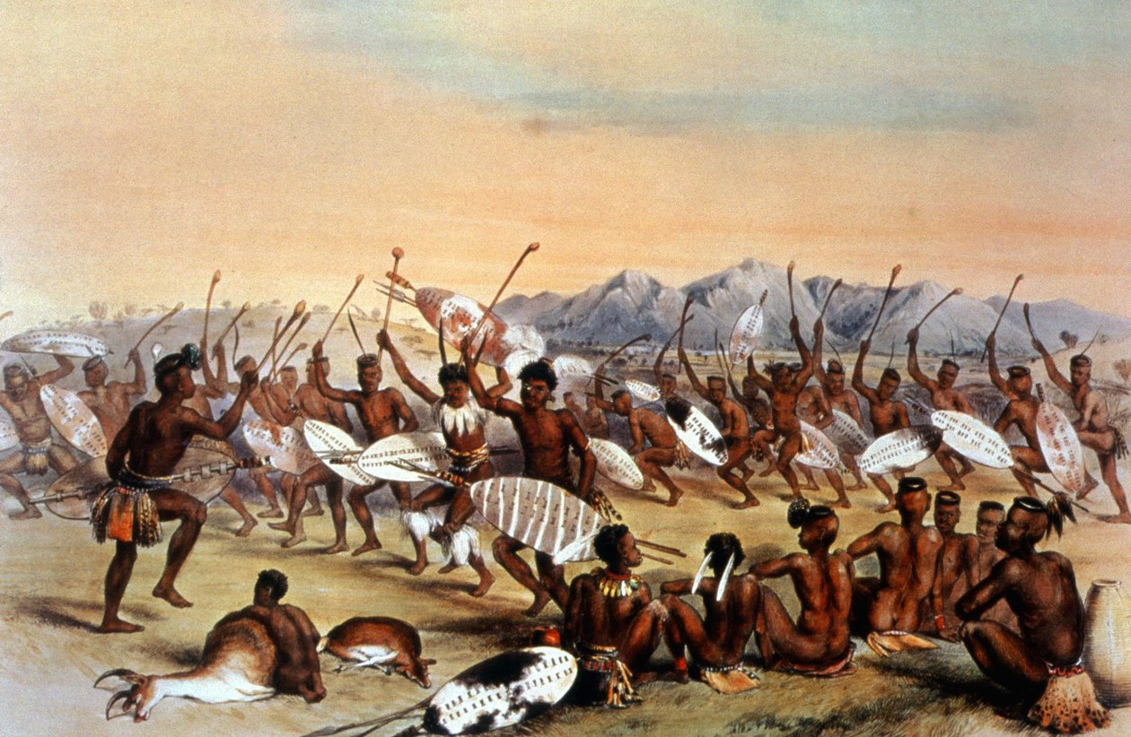 Zulu Hunting Dance, c.1848-1849 (Engraving) by Unbekannter Künstler