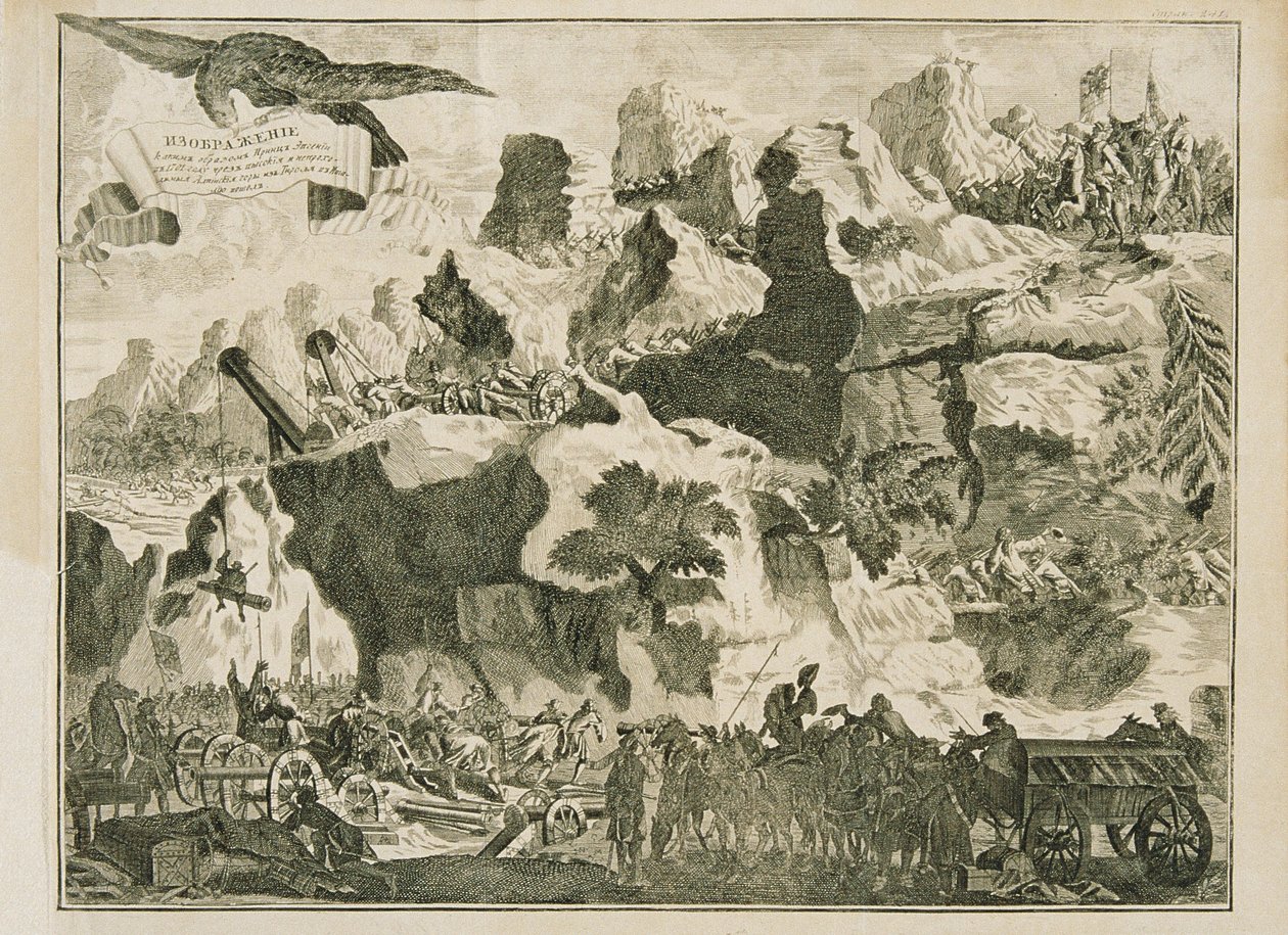 Alpine Crossing with Heavy Artillery by Unbekannter Stecher