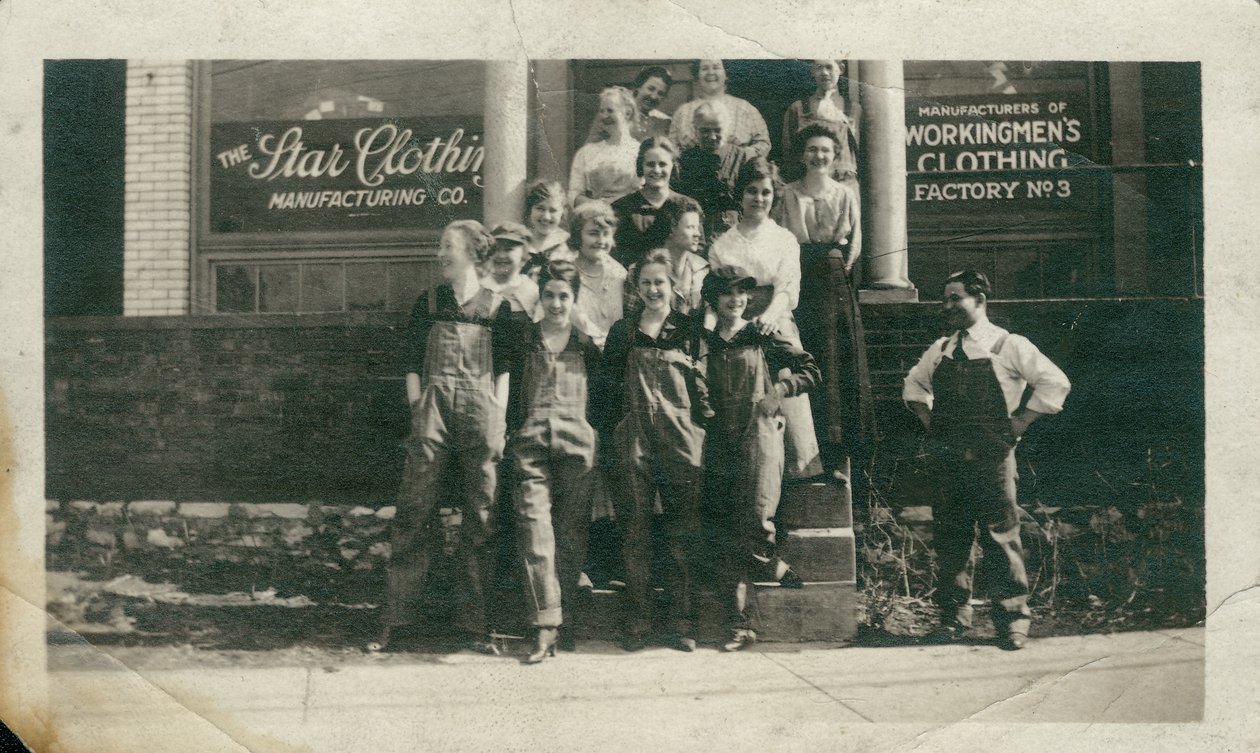 A Group of Female Employees on the Front Steps of Star Clothing Manufacturing Company Factory No. 3 by Unknown