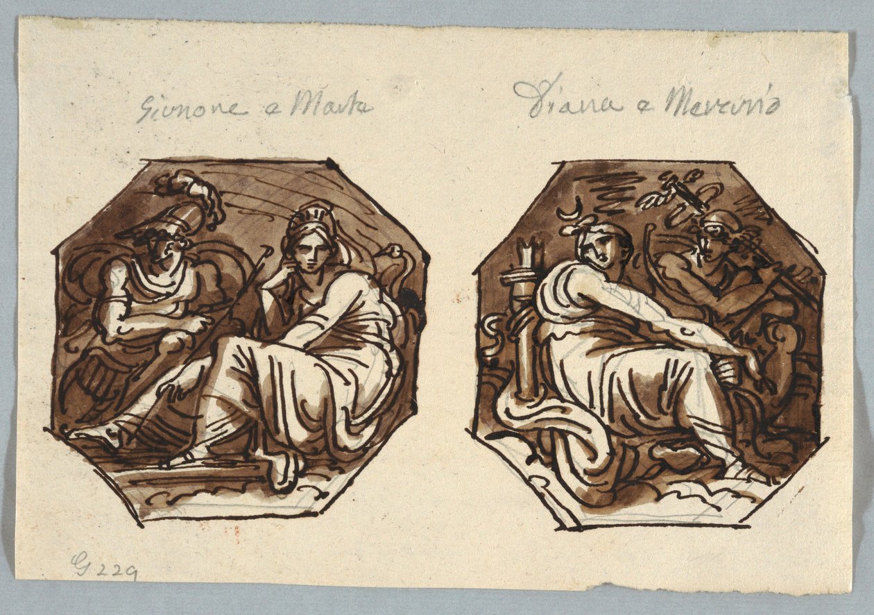 Mars and Juno; Mercury and Diana Set in Diagonal Composition by Unknown