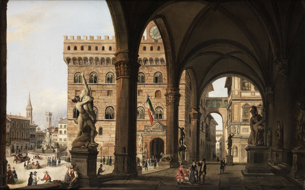 View from the Loggia dei Lanzi to the Palazzo della Signoria in Florence by Unknown