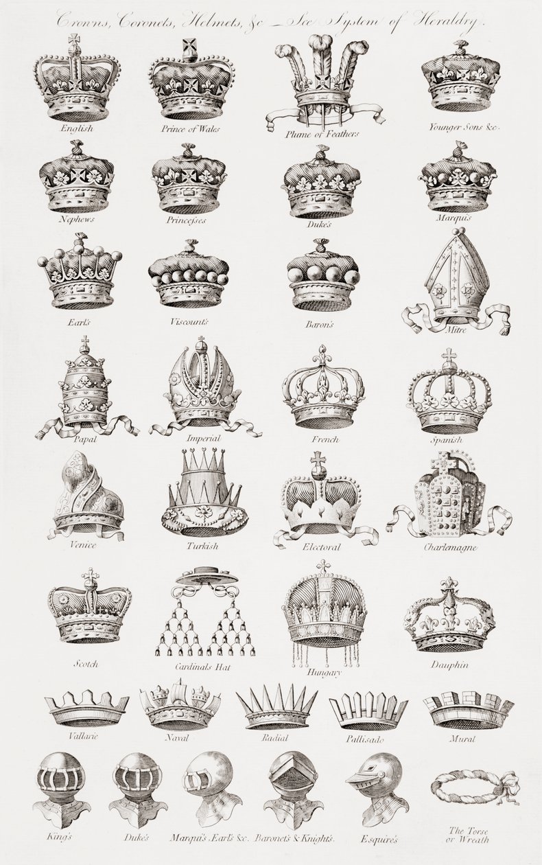 Crowns, Coronets and Helmets by Unbekannt Unbekannt