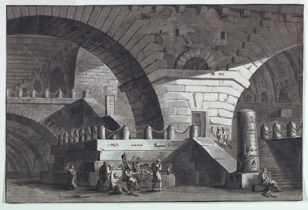 Stage Design, Prison Interior with the Death of Socrates by Unknown
