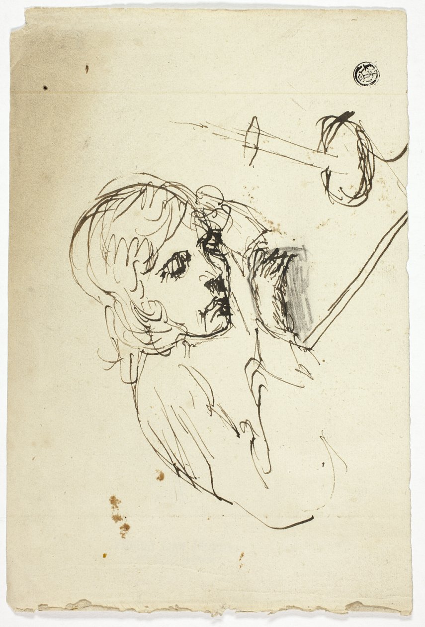 Boy Asleep by Candle by Unknown