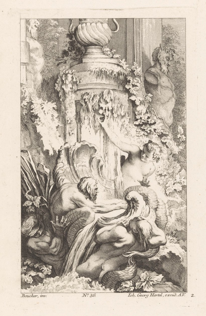 Fountain with Mermen and Satyr Statue (Various Fountains) by Unknown