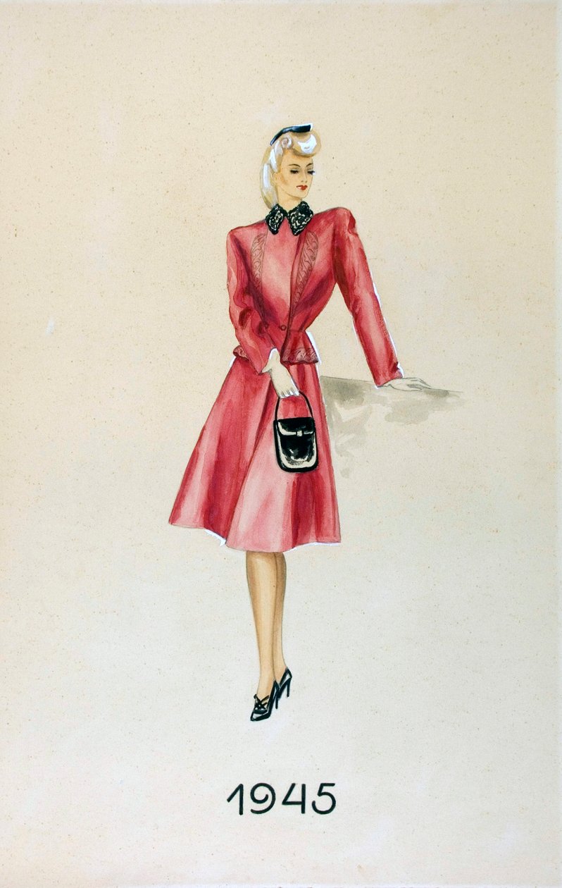 Model in a Suit, Holding a Handbag by Unknown