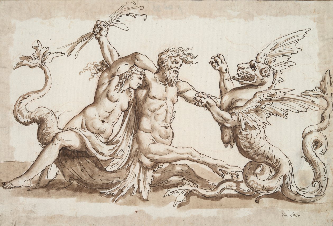 Nereid and Triton Fighting a Griffon by Unknown