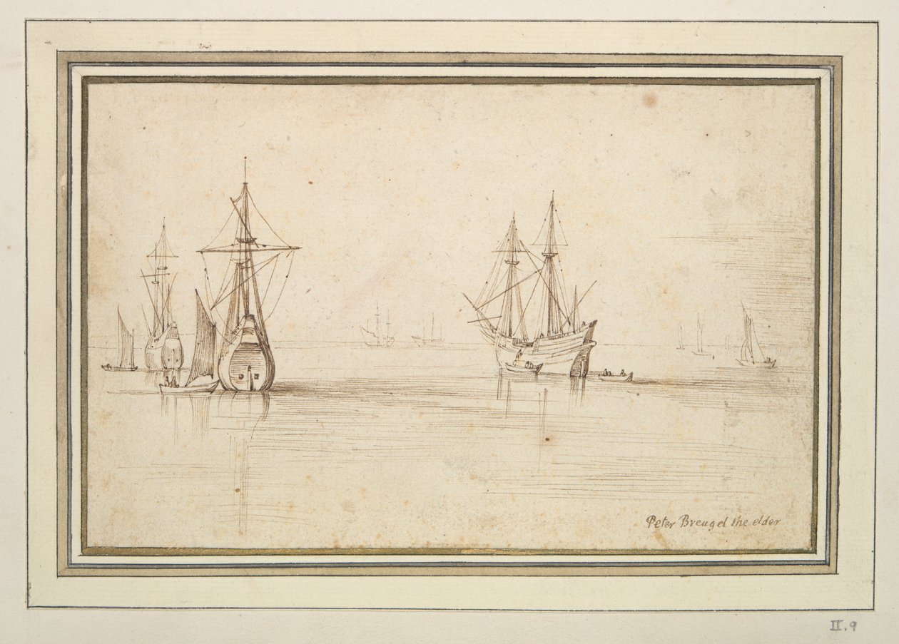Seagoing Vessels at Anchor in Calm Water by Unknown