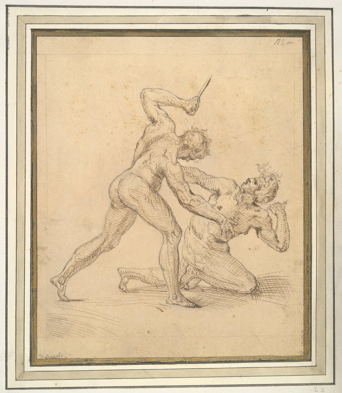 Two Male Nudes Fighting by Unknown