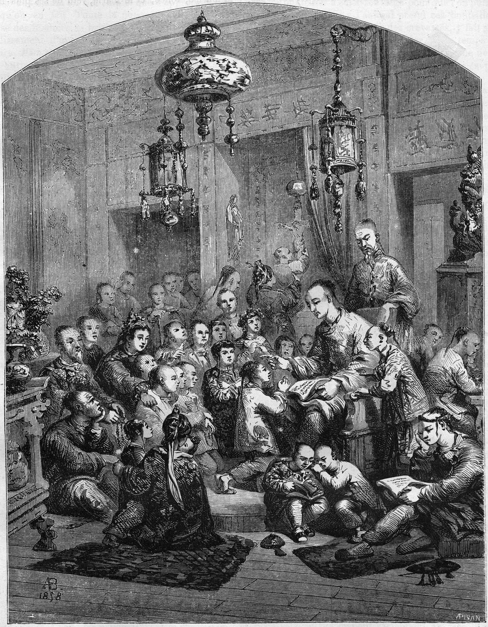 A school in China in 1858. by Unknown artist