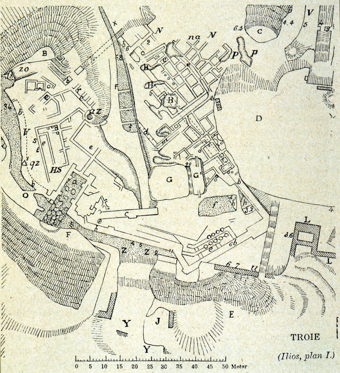 Plan of Troy: Excavation of Heinrich Schliemann by Unknown artist