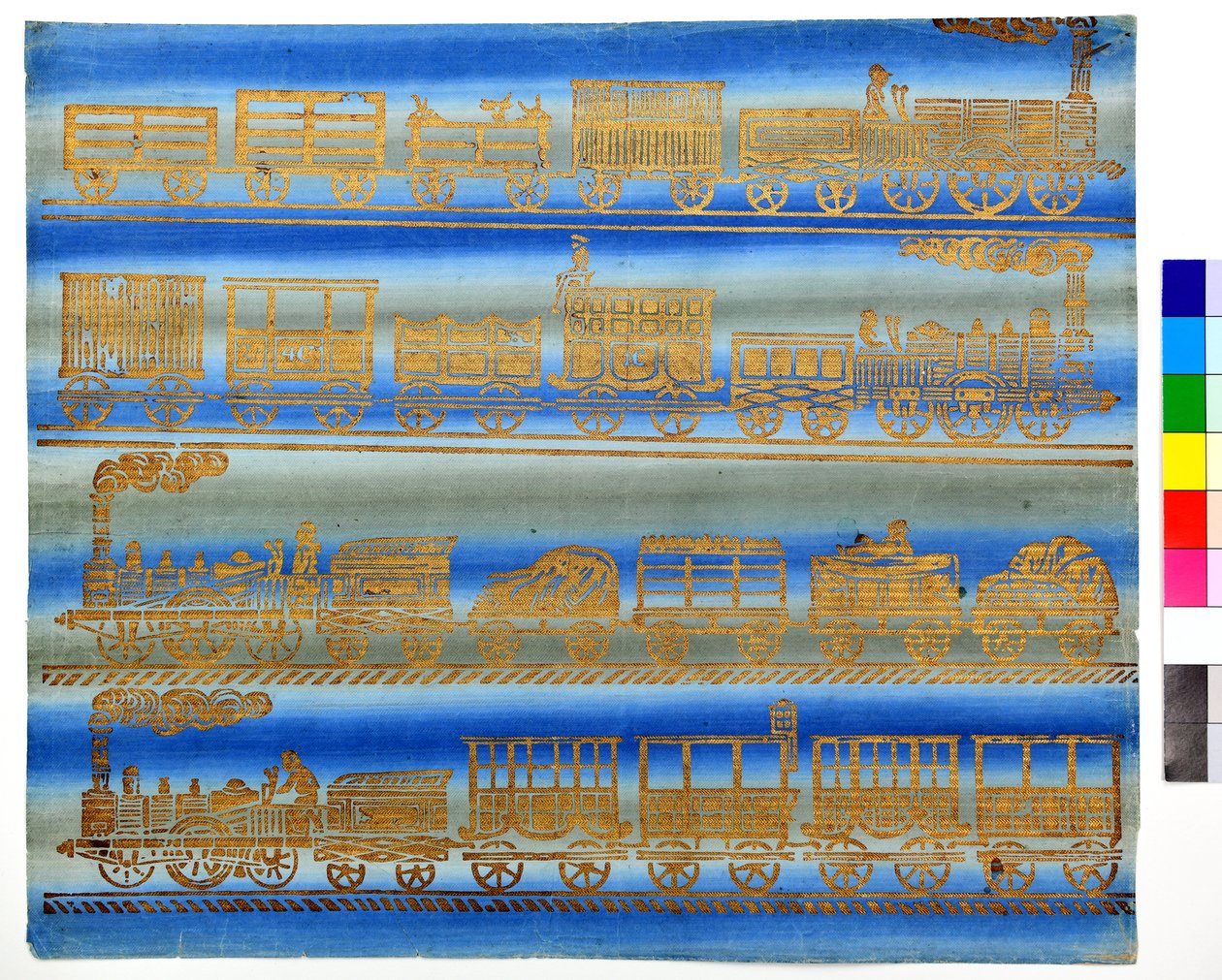 Steam Locomotives, c.1850 (woodcut on binding paper) by Unknown artist