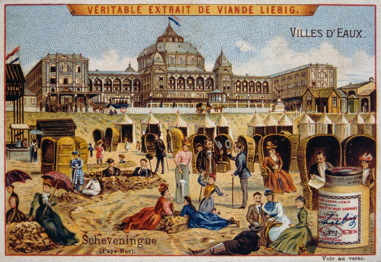 Tourists at a beach in Scheveningen, Holland by Unknown artist