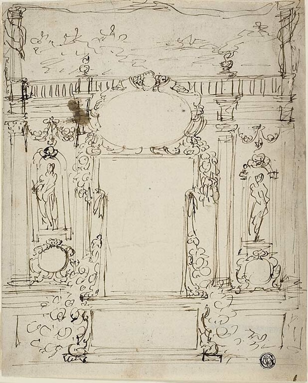 Mirror with Cartouche by Unknown Italian