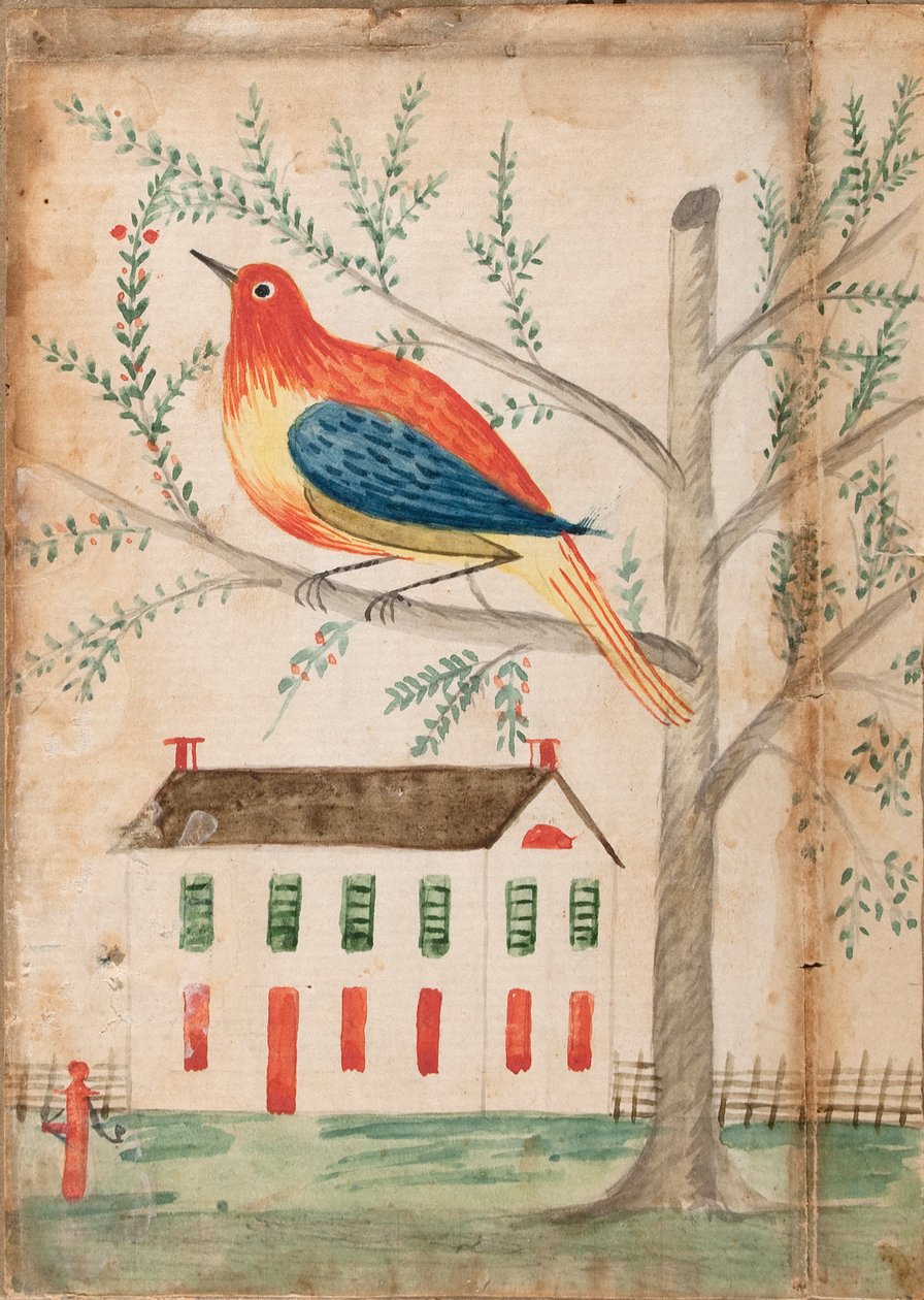 House and Bird on a Tree by Unknown artist