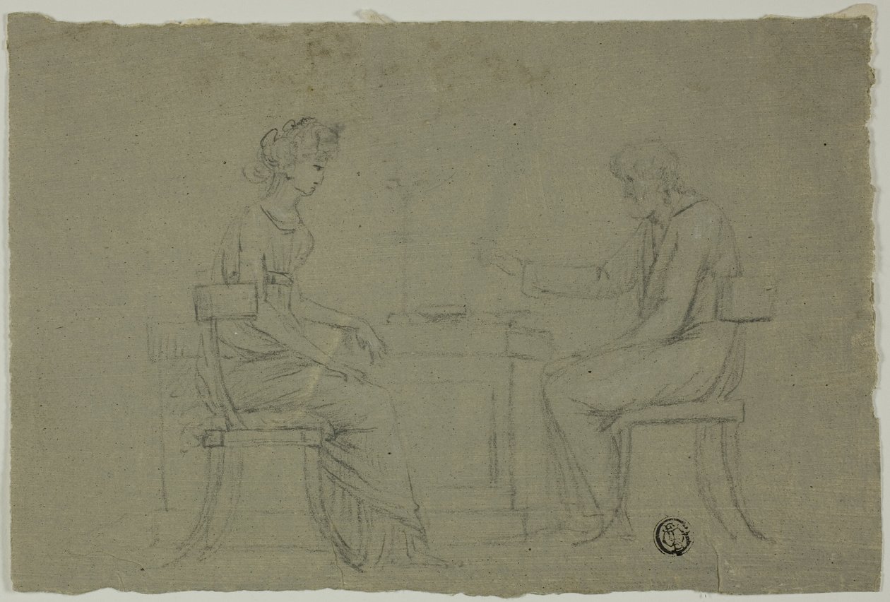 Man and Woman Seated at Table by Unknown artist