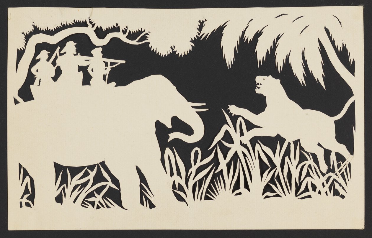 Men Shooting a Tiger from an Elephant by Unknown artist