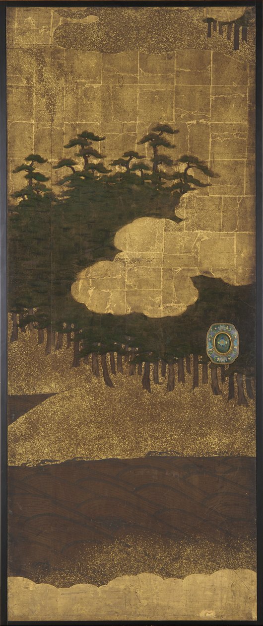 Pine Trees, Water and Clouds by Unknown artist
