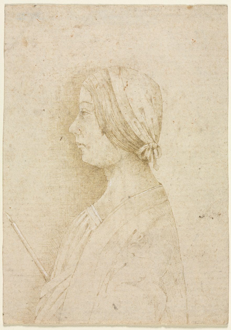 Profile of a Girl Holding a Candle by Unknown artist