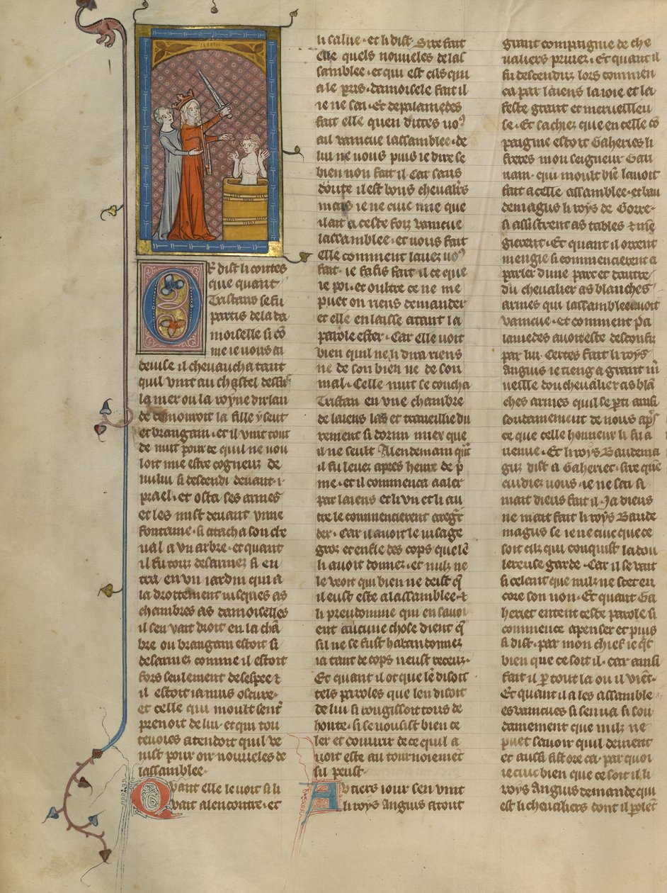 Queen of Ireland Restrained from Killing Tristan by Unknown artist