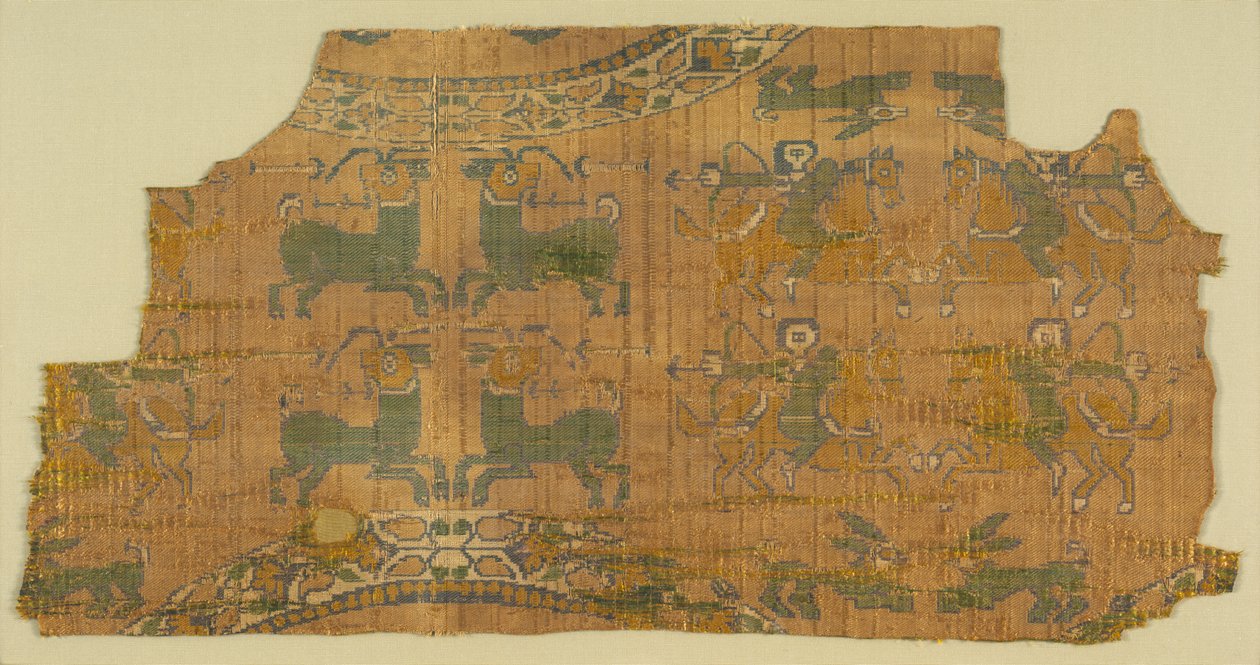 Samite Fragment with Hunters by Unknown artist