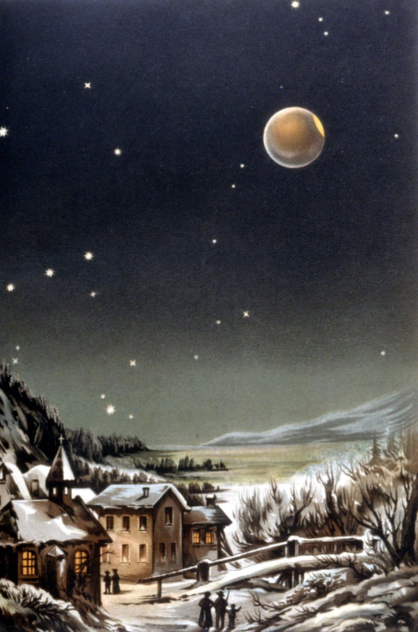 Total eclipse of moon. 19th century illustration by Unknown artist