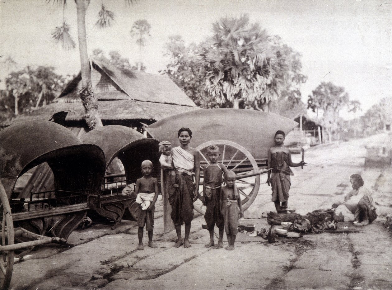 Cambodians on Angkor Vat Road by Unknown photographer