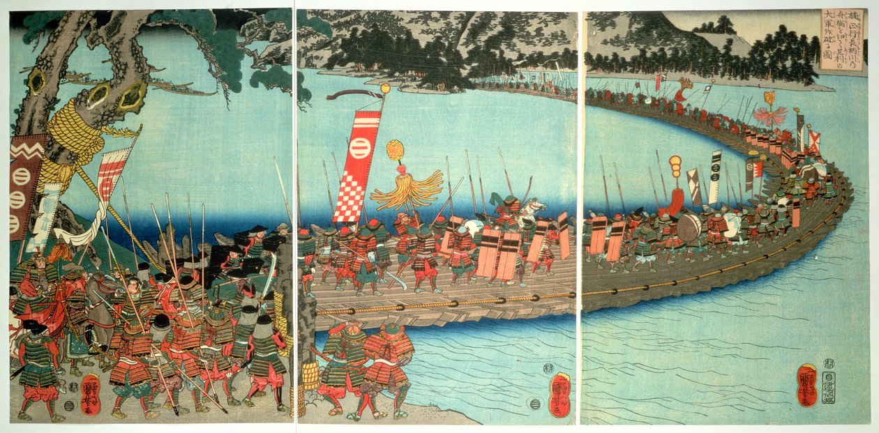 The bridge of boats at the battle of the Nagaragawa, c.1844 by Utagawa Kuniyoshi