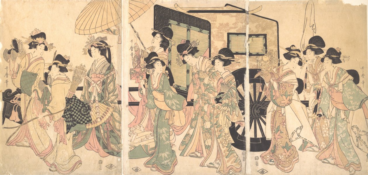 Ladies Surrounding a Cart by Utamaro II