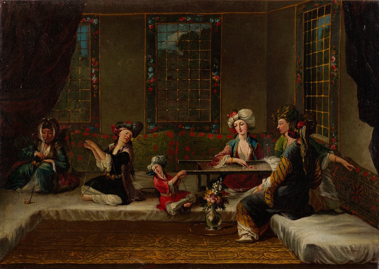 Women Embroidering by Vanmour School