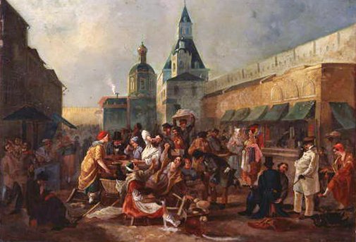 Refreshment Stall near the Chinese Wall in Moscow, 1856 by Vasili Egorovich Astrakhov