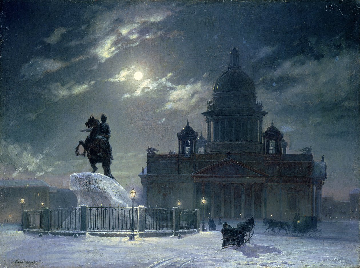 View of the Monument to Peter the Great in Senate Square, St. Petersburg by Vasilij Ivanovic Surikov