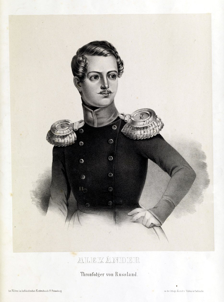 Crown Prince Alexander Nikolaevich, Lithograph by Velten