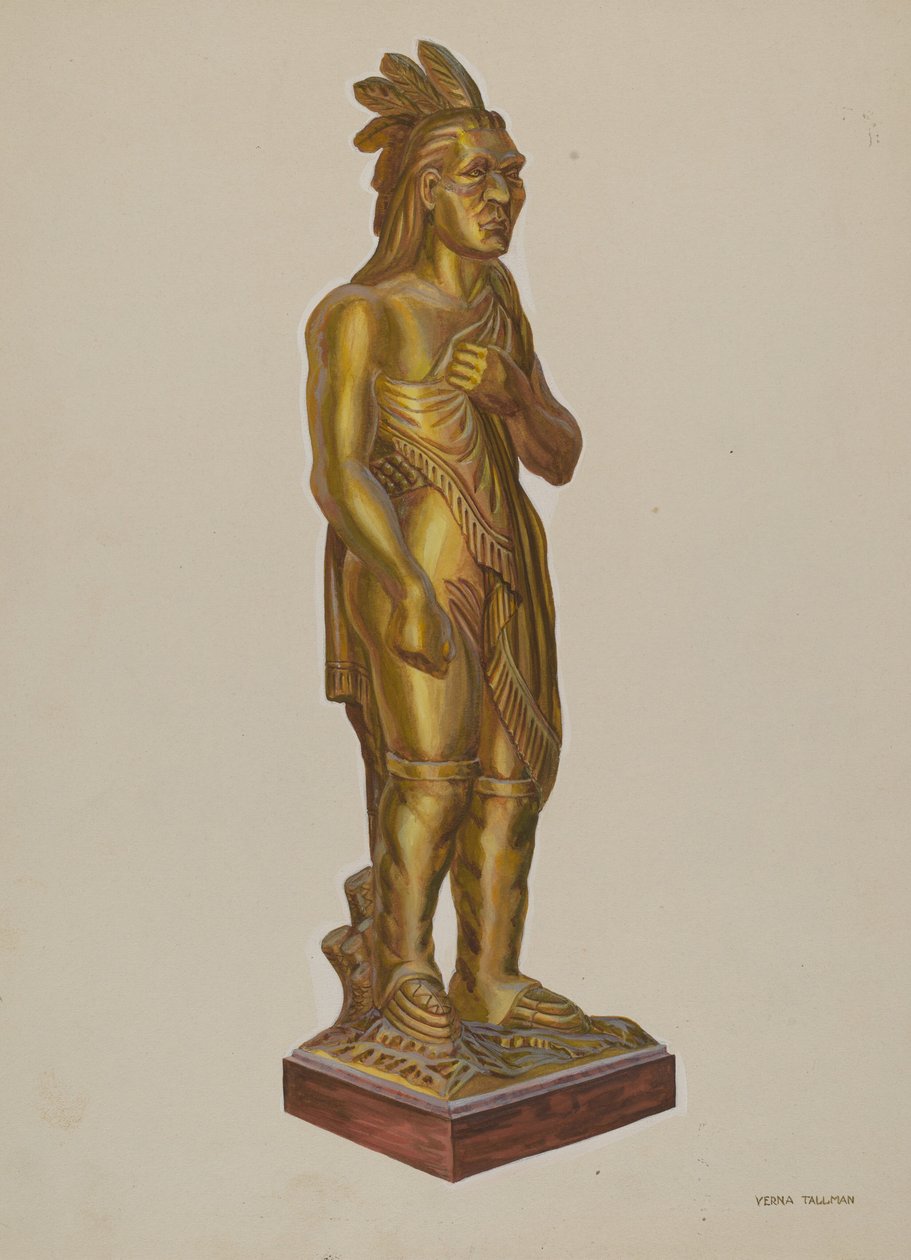 Carved Wooden Indian by Verna Tallman