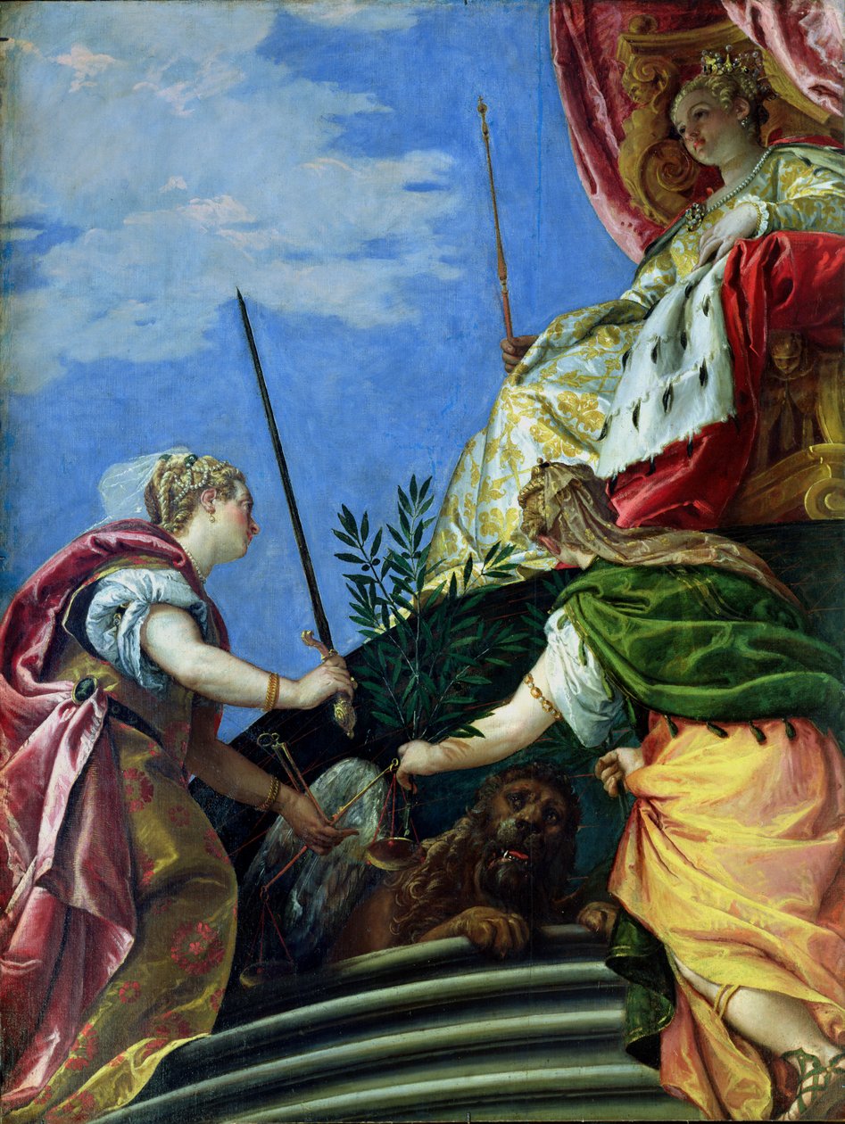 Venice enthroned between Justice and Peace by Paolo Veronese