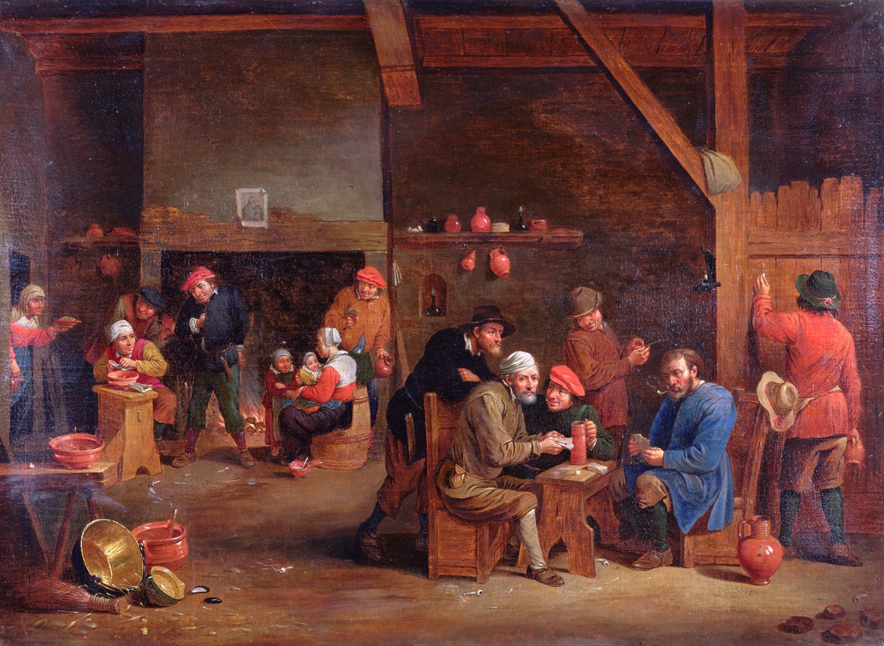 Tavern Interior with Card Players by Victor Mahu