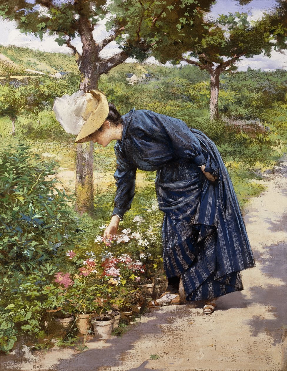 Lady in a Garden by Victor Gabriel Gilbert