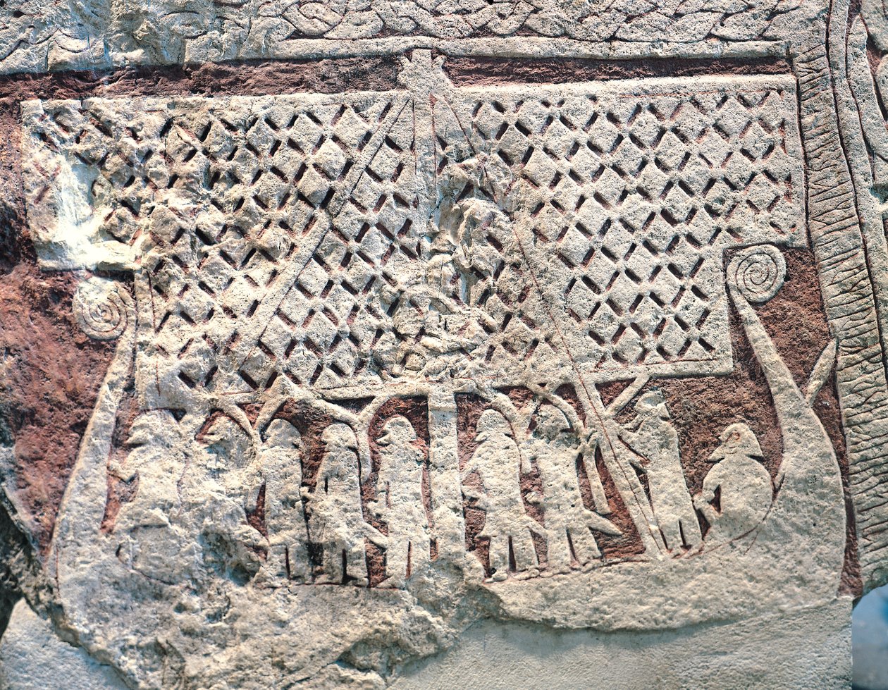 Detail of a picture stone depicting a Viking ship, from the Isle of Gotland by Viking