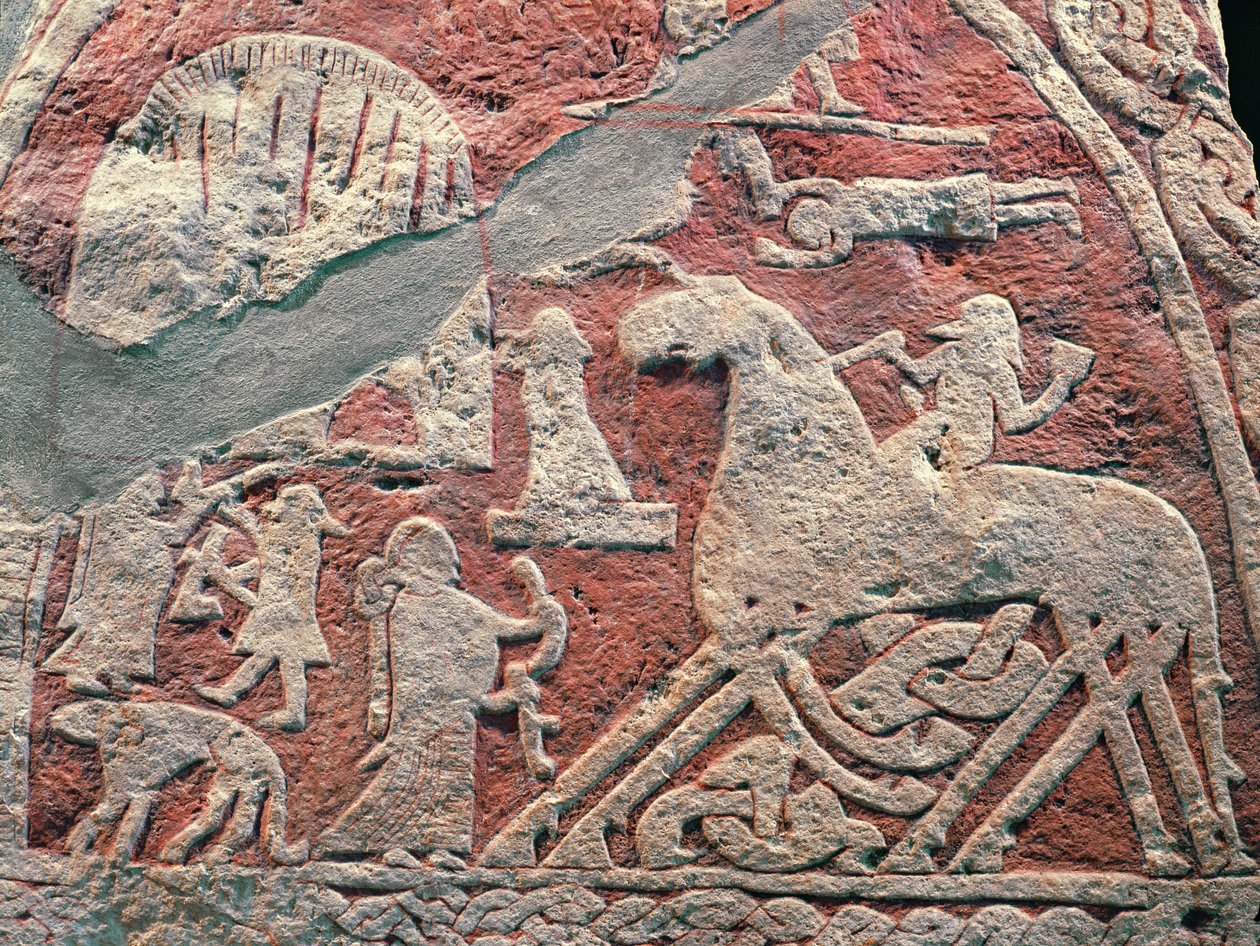 Detail of figures illustrating a saga, from the Isle of Gotland by Viking