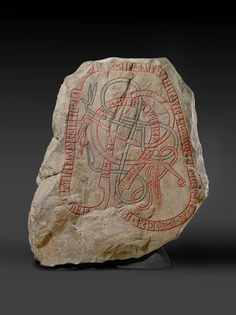 Rune stone with red inscription, c.787-1100 by Viking