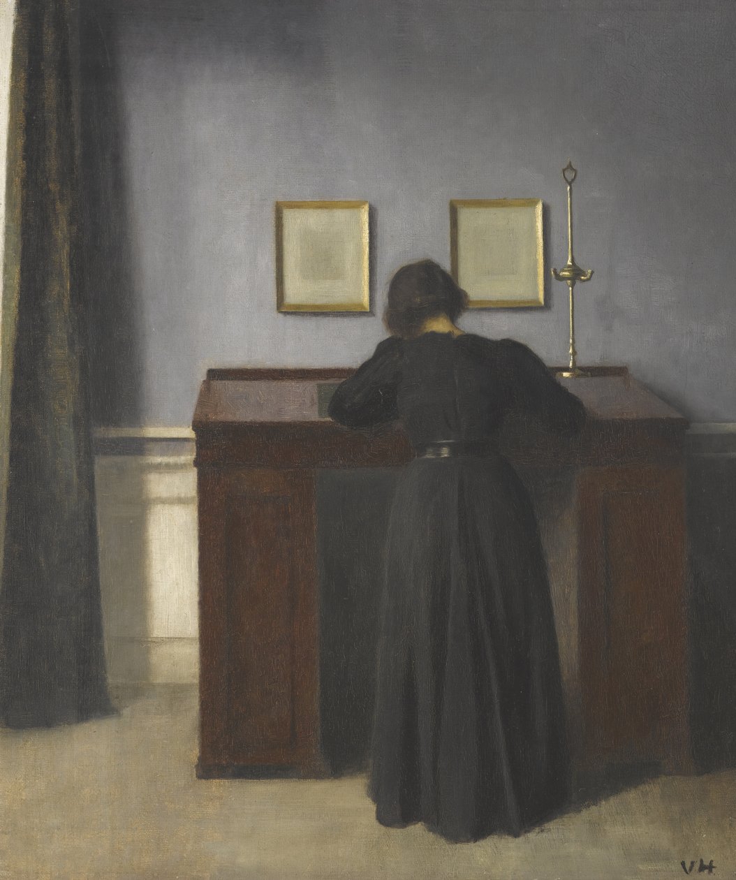 Ida Standing at a Desk by Vilhelm Hammershøi