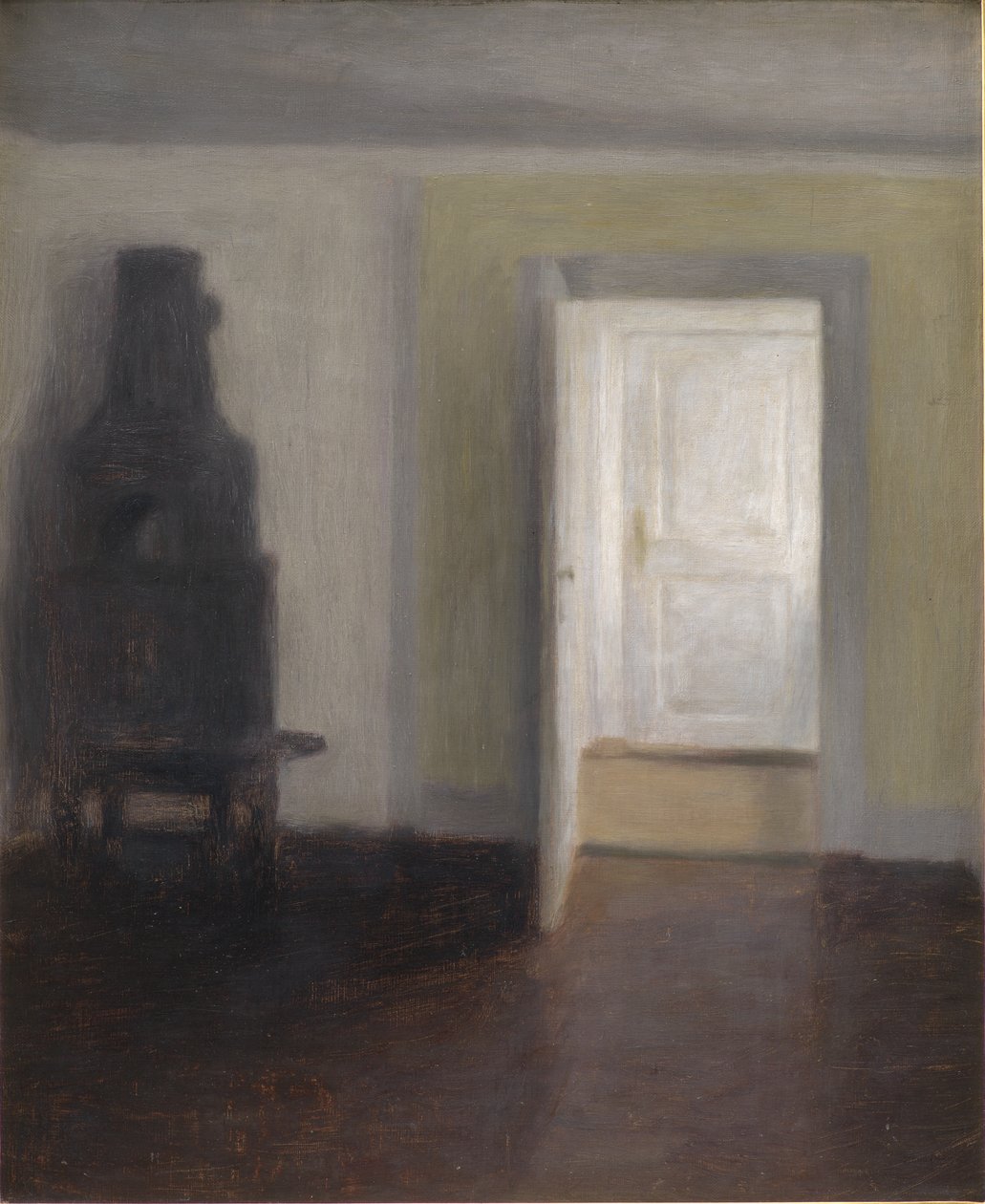 Interior. An Old Stove by Vilhelm Hammershøi