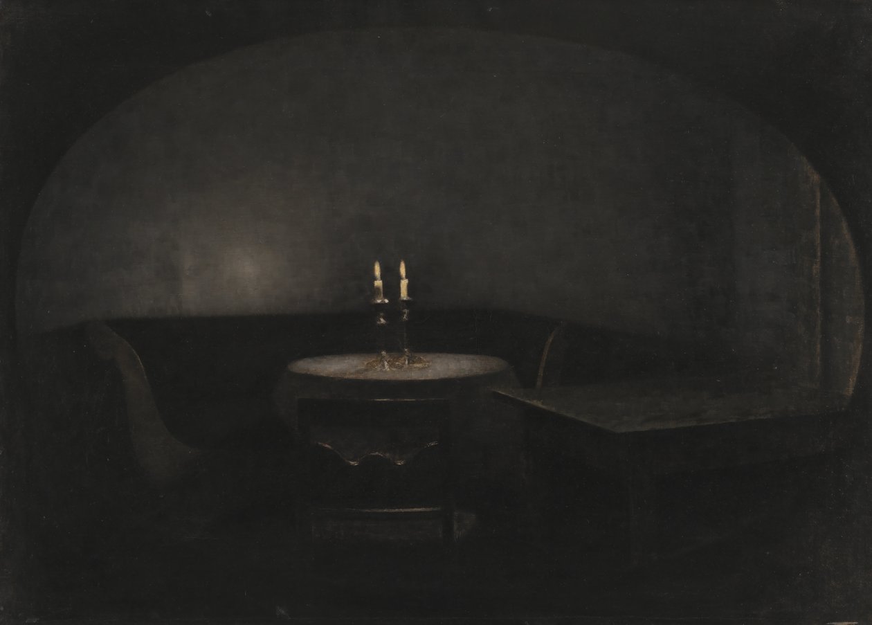 Interior. Artificial Light by Vilhelm Hammershøi