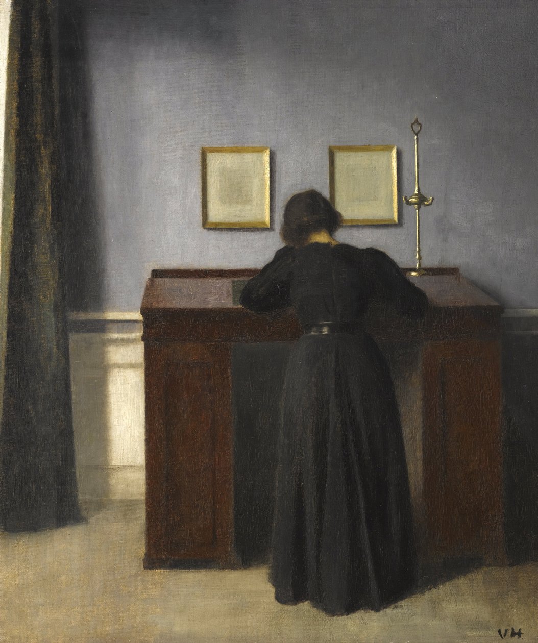 Ida Standing at a Desk by Vilhelm Hammershoi