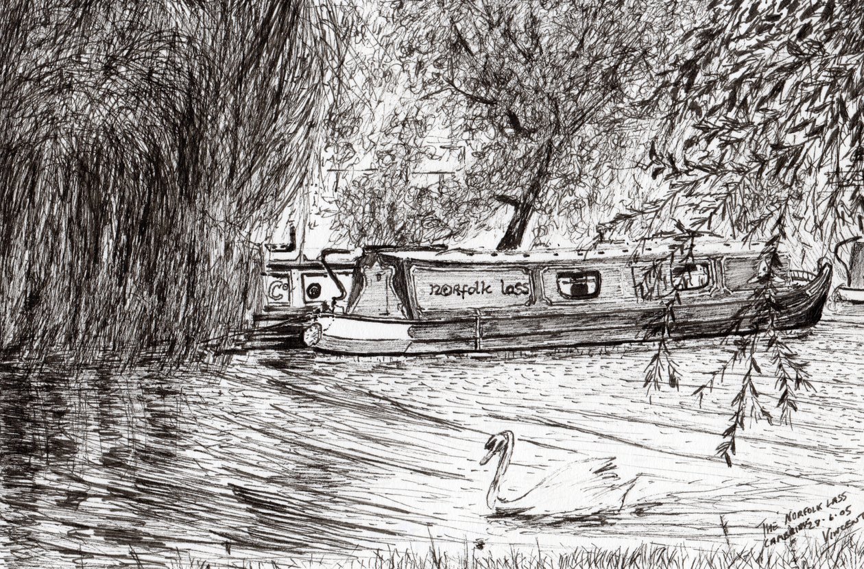 Narrow boats Cambridge by Vincent Alexander Booth