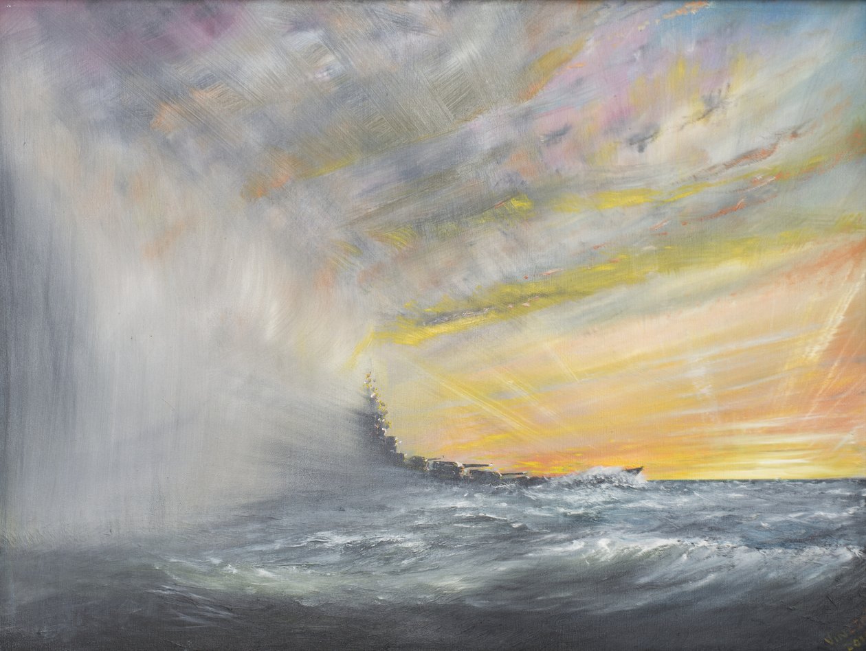 Yamato emerges from Pacific Typhoon 1944, 2010 by Vincent Alexander Booth