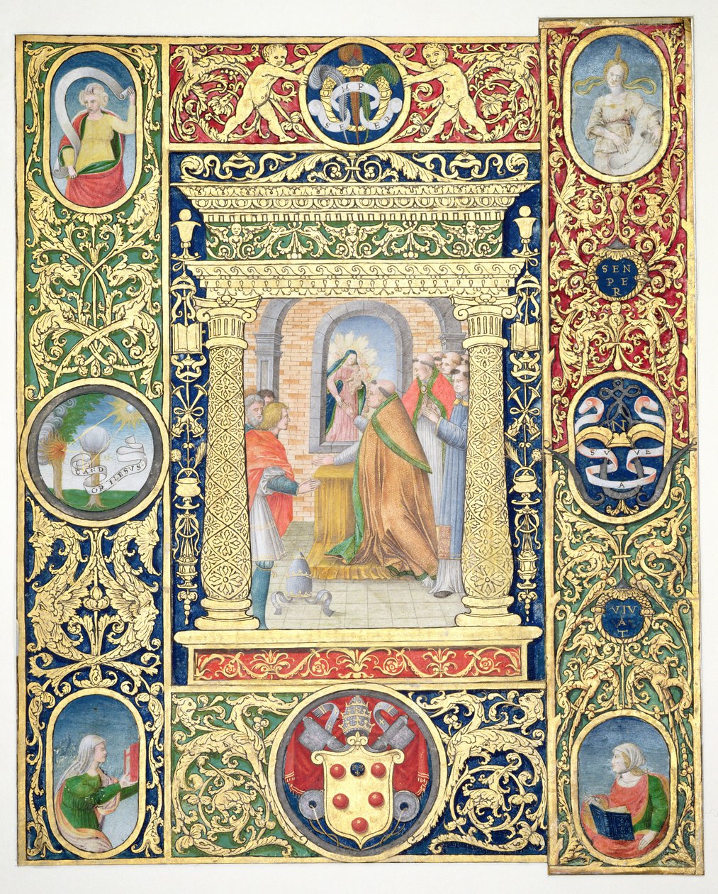 The Vision of Pope Leo the Great and border fragments from a missal of Pope Clement VII, after 1523 by Vincent Raymond