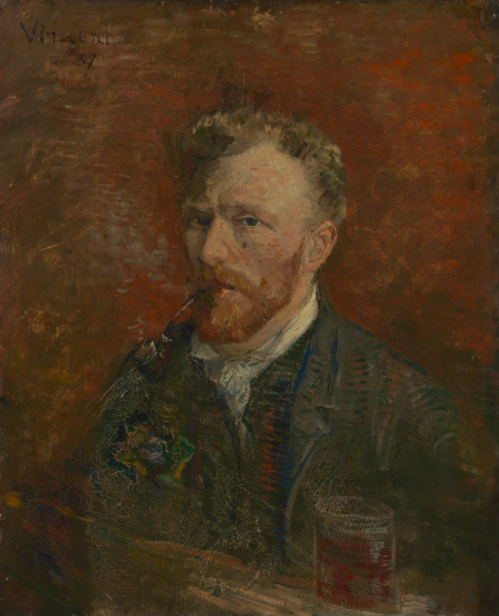 Self-Portrait with Glass by Vincent van Gogh
