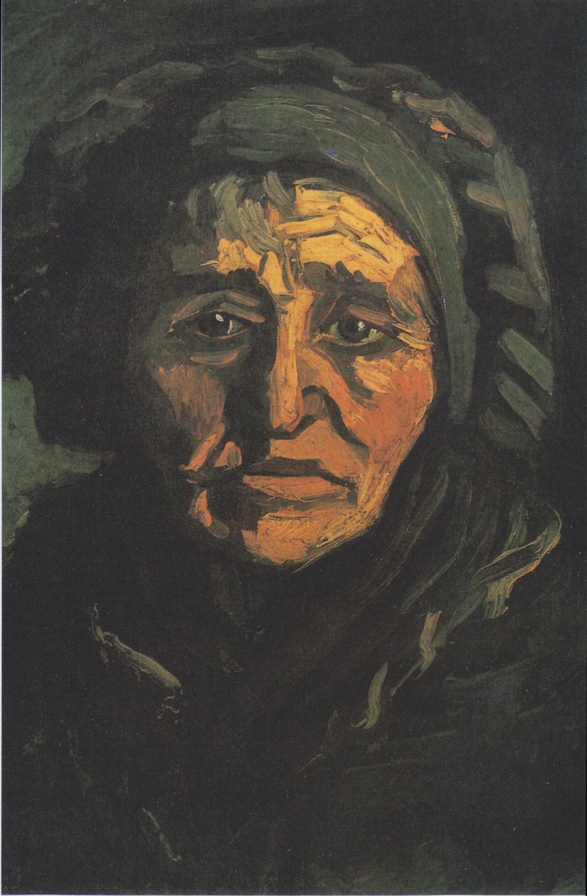 Head of a Peasant Woman with Greenish Bonnet by Vincent van Gogh