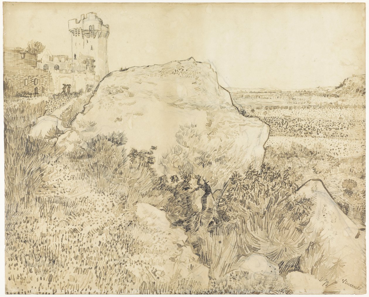 Landscape at Montmajour Abbey in Arles by Vincent van Gogh